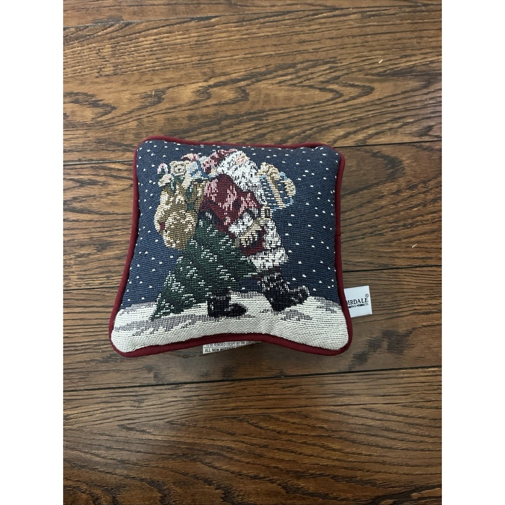 Riverdale Tapestry Christmas Old World Santa Decorative Throw Pillow 8"